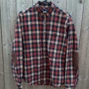 J. Crew Flannel Red Brown Elbow Pads Medium Tan